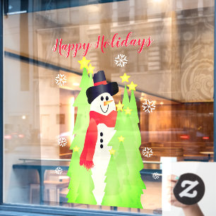 Autocollant Pour Fenêtre Happy Holiday Commercial Snowman Grand