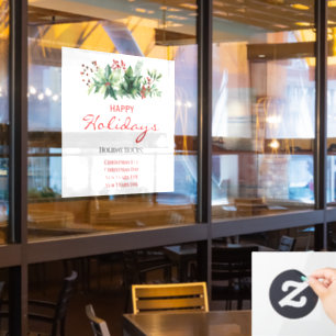 Autocollant Pour Fenêtre Happy Holidays Boutique Heures