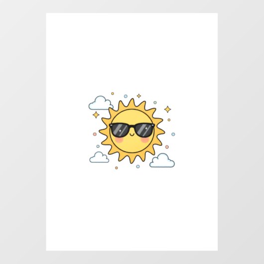 Autocollant Pour Fenêtre Happy Smiling Sun Cartoon - Minimalist Kawaii Suns (Feuille)