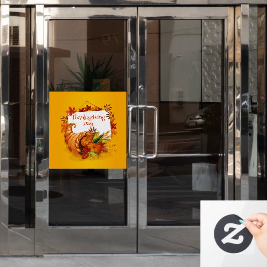 Autocollant Pour Fenêtre Happy Thanksgiving (Porte de bureau)