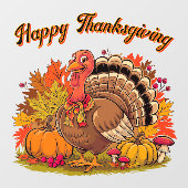 Autocollant Pour Fenêtre Happy Thanksgiving Turkey Fall Harvest Graphic  (Feuille)