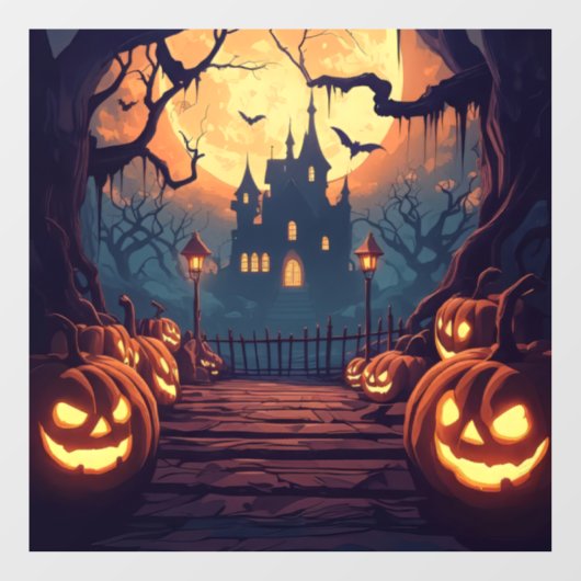 Autocollant Pour Fenêtre Haunted Halloween Cling fenêtre (Feuille)