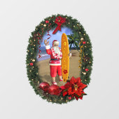 Autocollant Pour Fenêtre Hawaii Père Noël avec Surfboard (Feuille)