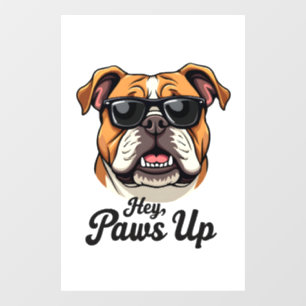 Autocollant Pour Fenêtre Hé Paws Up Bulldog Vintage avec Lunettes de Soleil