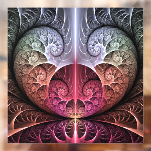 Autocollant Pour Fenêtre Heartbeat, Abstrait surreal Imaginaire Fractal Art (Feuille 2)