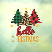 Autocollant Pour Fenêtre Hello Christmas Plaid Leopard Xmas Trees Custom (Feuille 3)