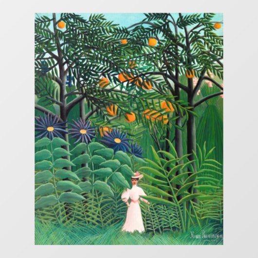 Autocollant Pour Fenêtre Henri Rousseau - Une femme marche dans une forêt e (Feuille)