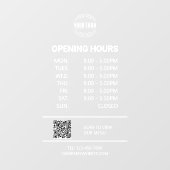 Autocollant Pour Fenêtre Heure d'ouverture du bureau blanc, logo de l'entre (Feuille)