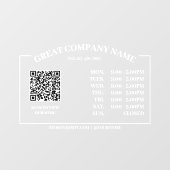 Autocollant Pour Fenêtre Heure d'ouverture du bureau rétro, fenêtre Code QR (Feuille)