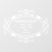 Autocollant Pour Fenêtre Heure d'ouverture professionnelle avec cadre ovale (Feuille)