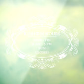 Autocollant Pour Fenêtre Heure d'ouverture professionnelle avec cadre ovale (Feuille 3)