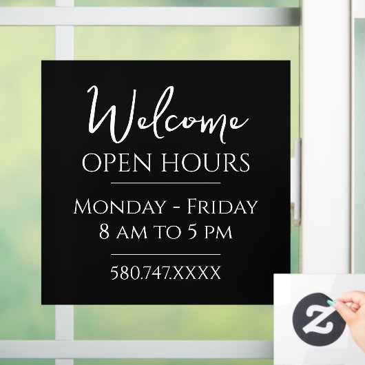 Autocollant Pour Fenêtre Heures D'Accueil D'Affaires (Maison)