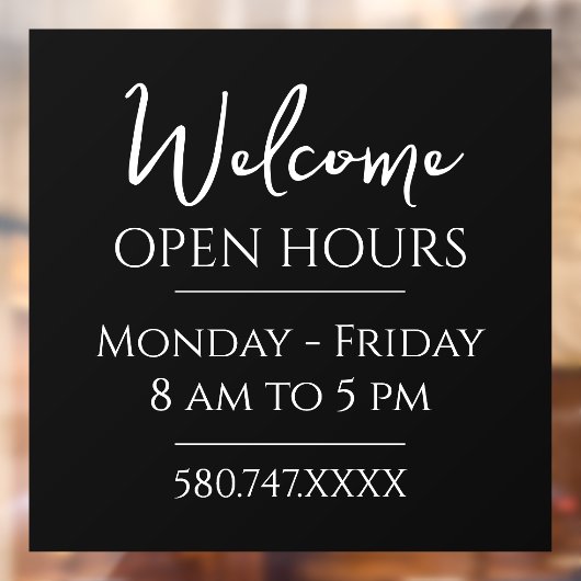 Autocollant Pour Fenêtre Heures D'Accueil D'Affaires (Feuille 2)