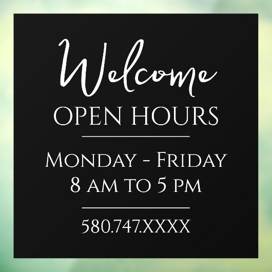 Autocollant Pour Fenêtre Heures D'Accueil D'Affaires (Feuille 3)