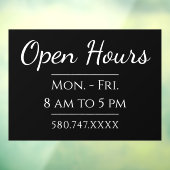 Autocollant Pour Fenêtre Heures d'affaires simples et numéro de téléphone (Feuille 3)