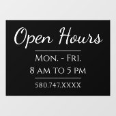 Autocollant Pour Fenêtre Heures d'affaires simples et numéro de téléphone (Feuille)