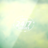 Autocollant Pour Fenêtre Heures de services ouvertes 24h/24 Blanc Transpare (Feuille 3)