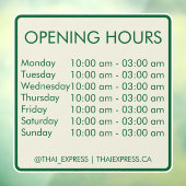 Autocollant Pour Fenêtre Heures d'ouverture - 4x4 - Anglais (Feuille 3)