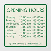 Autocollant Pour Fenêtre Heures d'ouverture - 4x4 - Anglais (Feuille)