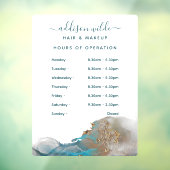 Autocollant Pour Fenêtre Heures d'ouverture à l'encre aquarelle moderne ble (Feuille 3)