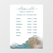 Autocollant Pour Fenêtre Heures d'ouverture à l'encre aquarelle moderne ble (Feuille)