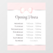 Autocollant Pour Fenêtre Heures d'ouverture à ruban rose Coquette (Feuille)