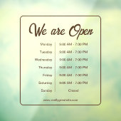 Autocollant Pour Fenêtre Heures d'ouverture Affaires Café Marron Script (Feuille 3)