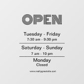 Autocollant Pour Fenêtre Heures d'ouverture Affaires Noir Script Transparen (Feuille)