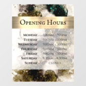 Autocollant Pour Fenêtre Heures d'ouverture aquarelle vert émeraude olive (Feuille)