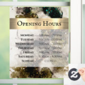 Autocollant Pour Fenêtre Heures d'ouverture aquarelle vert émeraude olive (Maison)