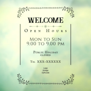 Autocollant Pour Fenêtre Heures d'ouverture Autocollant Fenêtre