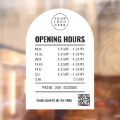 Autocollant Pour Fenêtre Heures d'Ouverture Avec Code Qr Logo Arch Blanc  (Feuille 2)
