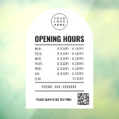 Autocollant Pour Fenêtre Heures d'ouverture avec code QR Logo White Arch  (Feuille 3)