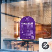 Autocollant Pour Fenêtre Heures d'Ouverture Avec Logo Code Qr Arch Purple (Fenêtre de café)