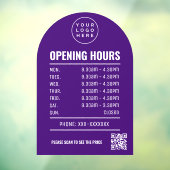 Autocollant Pour Fenêtre Heures d'Ouverture Avec Logo Code Qr Arch Purple (Feuille 3)