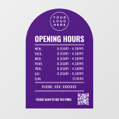 Autocollant Pour Fenêtre Heures d'Ouverture Avec Logo Code Qr Arch Purple (Feuille)