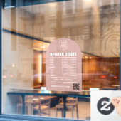 Autocollant Pour Fenêtre Heures d'ouverture avec logo code QR Arche Dusty R (Fenêtre de café)