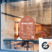 Autocollant Pour Fenêtre Heures d'Ouverture Avec Logo Code Qr Arche Terraco (Fenêtre de café)