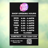 Autocollant Pour Fenêtre Heures d'ouverture avec logo et code QR (Feuille 3)