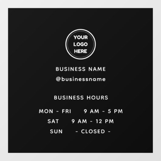 Autocollant Pour Fenêtre Heures d'ouverture avec logo Heures d'ouverture en (Feuille)