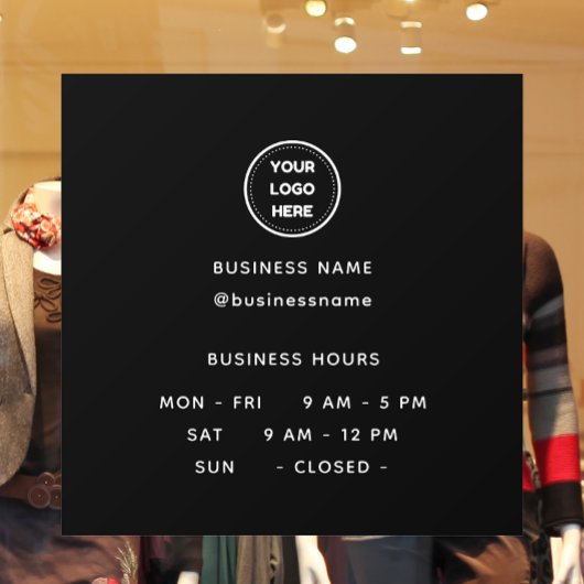 Autocollant Pour Fenêtre Heures d'ouverture avec logo Heures d'ouverture en