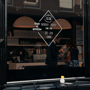 Autocollant Pour Fenêtre Heures d'ouverture Blanche Logo d'entreprise