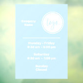 AUTOCOLLANT POUR FENÊTRE HEURES D'OUVERTURE BLEU ET BLANC LOGO D'ENTREPRISE (Feuille 3)