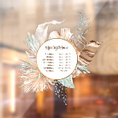 Autocollant Pour Fenêtre Heures d'ouverture Bouquet Beige et Menthe Autocol (Feuille 2)