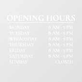 Autocollant Pour Fenêtre Heures d'ouverture | Business Time Open White Sign (Feuille)