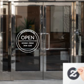 Autocollant Pour Fenêtre Heures d'ouverture Cercle (Porte de bureau)