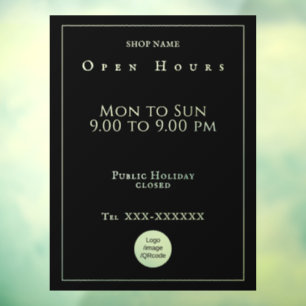 Autocollant Pour Fenêtre Heures d'ouverture chic autocollant fenêtre noir