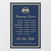 Autocollant Pour Fenêtre Heures d'ouverture Classic Business Logo Marine Bl (Feuille)