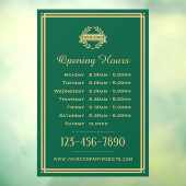 Autocollant Pour Fenêtre Heures d'ouverture Classic Business Logo Vert (Feuille 3)