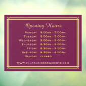 Autocollant Pour Fenêtre Heures d'ouverture classiques de l'entreprise Plum (Feuille 3)